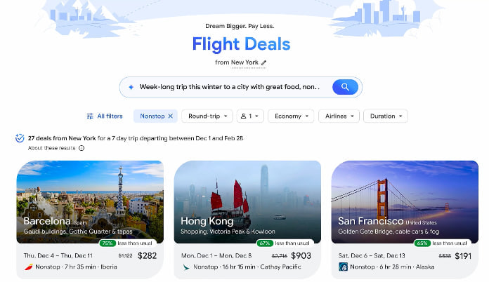 В The Verge протестировали новый ИИ-инструмент Flight Deals от Google - 1 v The Verge protestirovali novyi ii instrument Flight Deals ot Google В The Verge протестировали новый ИИ инструмент Flight Deals от Google