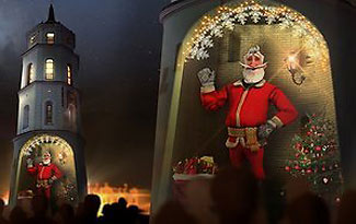 v vilnyuse mojno uvidet 3 D ded moroza na kolokolne В Вильнюсе можно увидеть 3 D Дед Мороза на колокольне